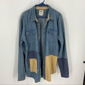 Levi’s Patchwork button front light weight cotton oversized shirt L